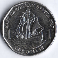 Монета 1 доллар. 2017 год, Восточно-Карибские государства. Монета 1 доллар. 2017 год, Восточно-Карибские государства.
