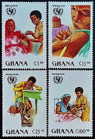Набор марок (4 шт.). "UNICEF". 1988 год, Гана. Набор марок (4 шт.). "UNICEF". 1988 год, Гана.