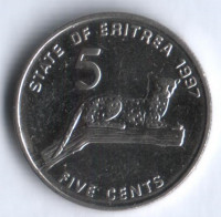 5 центов. 1997 год, Эритрея. 5 центов. 1997 год, Эритрея.