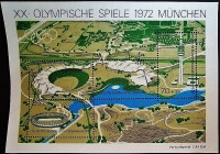 Блок марок (4 шт.). "Общий вид Олимпийского парка, Мюнхен". 1972 год, ФРГ. Блок марок (4 шт.). "Общий вид Олимпийского парка, Мюнхен". 1972 год, ФРГ.