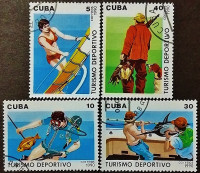 Набор почтовых марок (4 шт.). "Спортивный туризм". 1990 год, Куба. Набор почтовых марок (4 шт.). "Спортивный туризм". 1990 год, Куба.