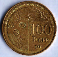 Монета 100 франков. 2022 год, Французские Тихоокеанские Территории. Монета 100 франков. 2022 год, Французские Тихоокеанские Территории.
