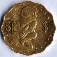 Монета 1 доллар. 2015 год, Острова Кука. Монета 1 доллар. 2015 год, Острова Кука.