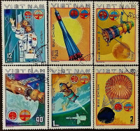 Набор почтовых марок (6 шт.). "Советско-вьетнамский космический полет". 1980 год, Вьетнам. Набор почтовых марок (6 шт.). "Советско-вьетнамский космический полет". 1980 год, Вьетнам.