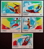 Набор марок (5 шт.). "Чемпионат мира по футболу FIFA, США`1994". 1993 год, Республика Конго. Набор марок (5 шт.). "Чемпионат мира по футболу FIFA, США`1994". 1993 год, Республика Конго.